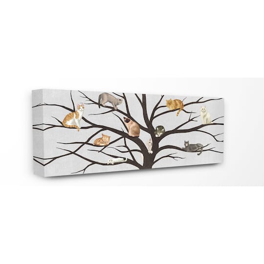 Stupell Industries Cats In The Tree Animal Pet Black Grey Painting Canvas Wall Art
